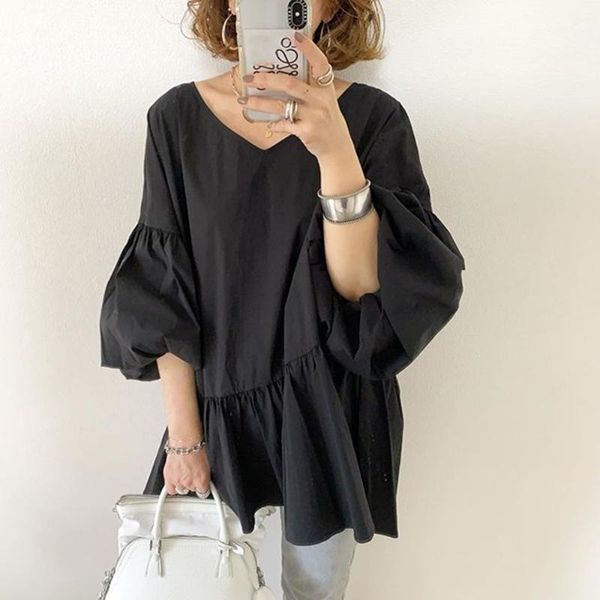 women's t-shirt 2021 black casual shirt women long lantern sleeves korean japanese simple pullover t-shirts summer plain tees woman, White
women's t-shirt 2021 black casual shirt women long lantern sleeves korean japanese simple pullover t-shirts summer plain tees woman, White