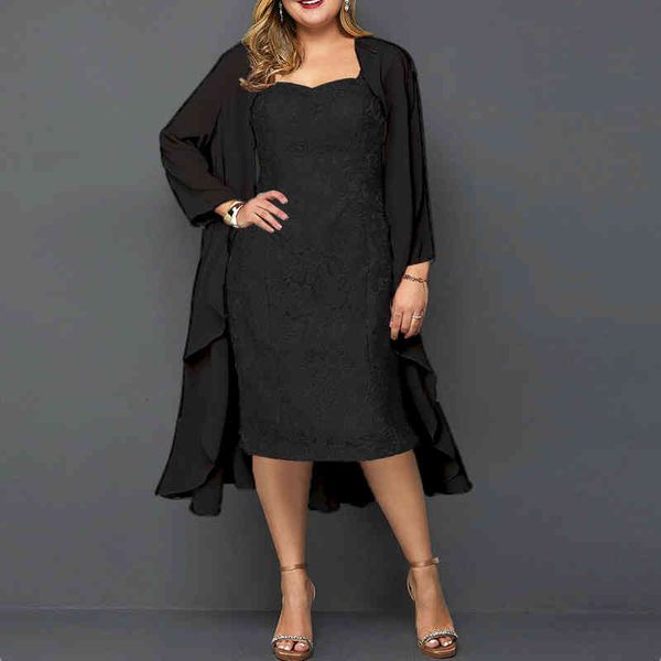 plus size dresses set of 2-piece women's party dress plus size, elegant lace, wedding set, summer , 5xl jezk, Black
plus size dresses set of 2-piece women's party dress plus size, elegant lace, wedding set, summer , 5xl jezk, Black