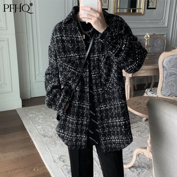 men's casual shirts pfhq 2021 fashion loose sanding plaid lapel korean trend retro long-sleeved shirt autumn and winter 21e4848, White;black
men's casual shirts pfhq 2021 fashion loose sanding plaid lapel korean trend retro long-sleeved shirt autumn and winter 21e4848, White;black