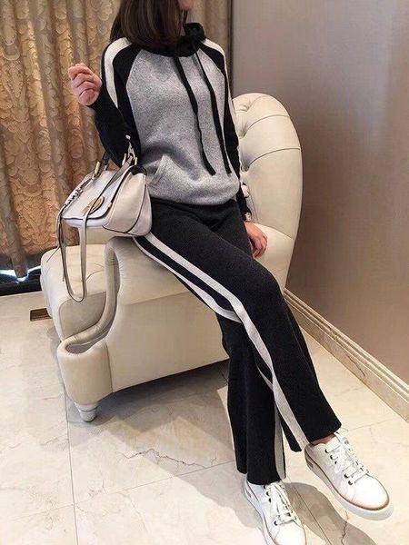 women's two piece pants cashmere suit fashion color matching hood sweater and rushed hooded full casual two-piece 2 sets pullover, White
women's two piece pants cashmere suit fashion color matching hood sweater and rushed hooded full casual two-piece 2 sets pullover, White