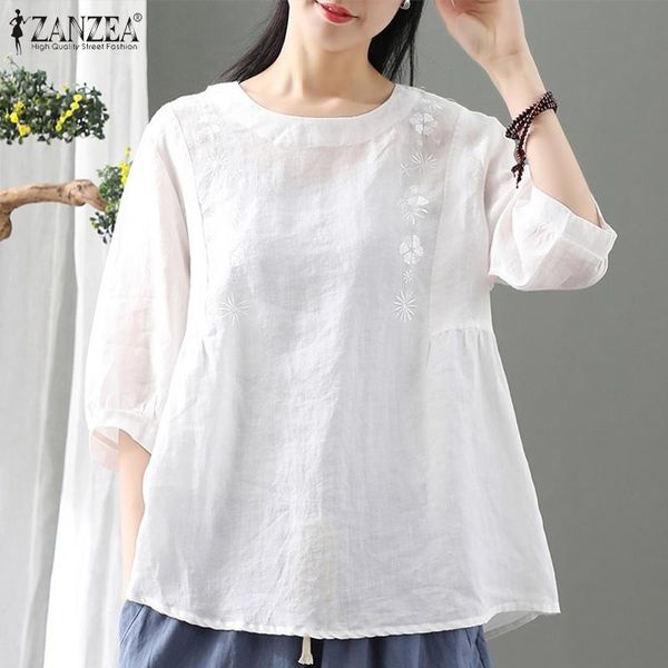 women's blouses & shirts elegant summer embroidery blouse women vintage 3/4 sleeve cotton floral chemise shirt female casual solid of, White
women's blouses & shirts elegant summer embroidery blouse women vintage 3/4 sleeve cotton floral chemise shirt female casual solid of, White