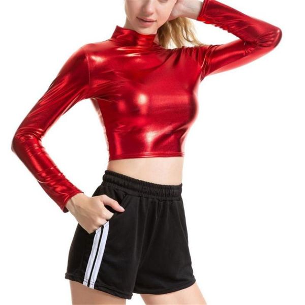 women's t-shirt fashionable long-sleeved glue-coated performance clothes with exposed umbilicus self-cultivation lacquer long-sleev, White
women's t-shirt fashionable long-sleeved glue-coated performance clothes with exposed umbilicus self-cultivation lacquer long-sleev, White