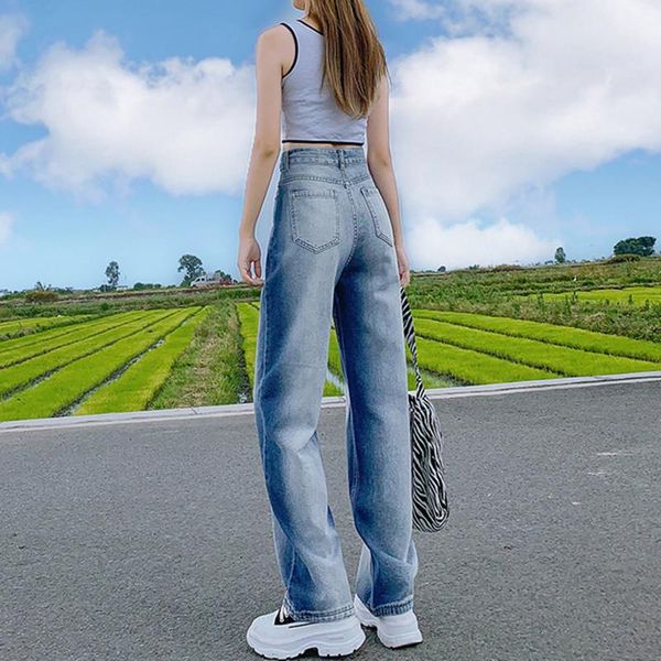 women's jeans 2021 autumn straight loose high waist contrast classic design harajuku gradient wide-leg old trousers, Blue
women's jeans 2021 autumn straight loose high waist contrast classic design harajuku gradient wide-leg old trousers, Blue