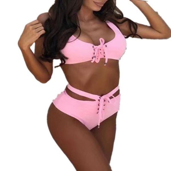 two-piece suits bikini set high waisted up swimwear women solid color unpadded bathing 2 piece
two-piece suits bikini set high waisted up swimwear women solid color unpadded bathing 2 piece