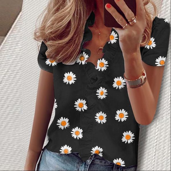 3xl summer short sleeve printed blouse shirt women ruffle v neck shirts pullover elegant office lady blusa streetwear, White
3xl summer short sleeve printed blouse shirt women ruffle v neck shirts pullover elegant office lady blusa streetwear, White