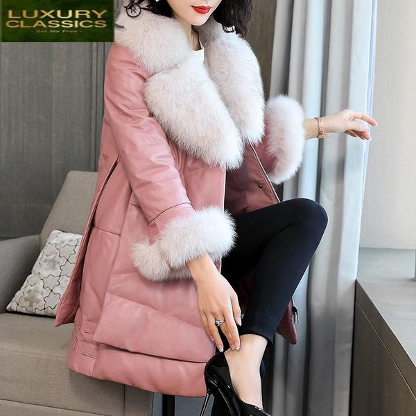 women's leather & faux 100% genuine jacket women korean sheepskin coat winter white duck down jackets fur collar 2021 veste femme 18, Black
women's leather & faux 100% genuine jacket women korean sheepskin coat winter white duck down jackets fur collar 2021 veste femme 18, Black