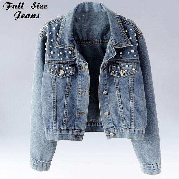 women's jackets plus size pearl beading short denim 3xl 5xl women white wash long sleeve vintage casual jean jacket bomber coat, Black;brown
women's jackets plus size pearl beading short denim 3xl 5xl women white wash long sleeve vintage casual jean jacket bomber coat, Black;brown