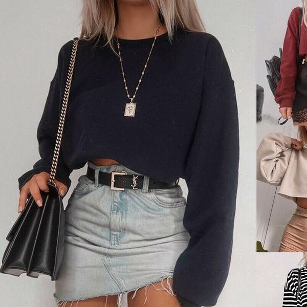 new spring full sleeve o neck short sweatshirt sports casual cotton blend jersey pullover women streetwear, Black
new spring full sleeve o neck short sweatshirt sports casual cotton blend jersey pullover women streetwear, Black