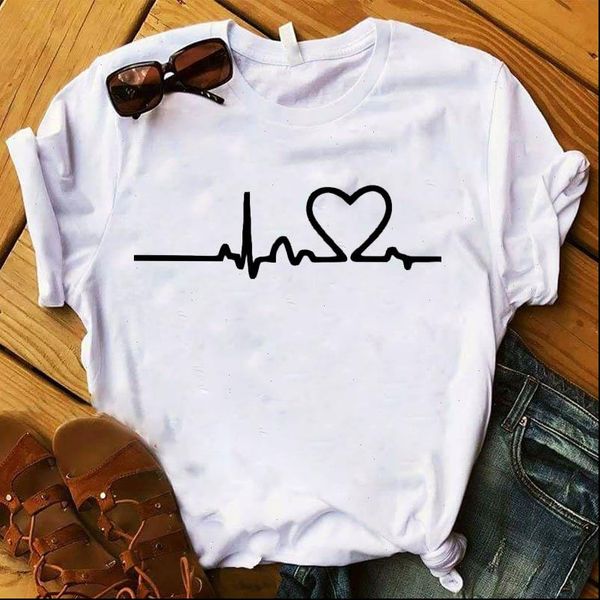 women lady t shirt love hear beat printed tshirt ladies short sleeve loose tee shirt women female clothes graphic t shirt, White
women lady t shirt love hear beat printed tshirt ladies short sleeve loose tee shirt women female clothes graphic t shirt, White