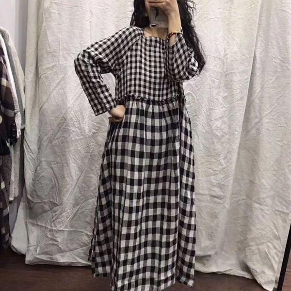 original large spring new 2021 medium length plaid dress for women, Black;gray
original large spring new 2021 medium length plaid dress for women, Black;gray