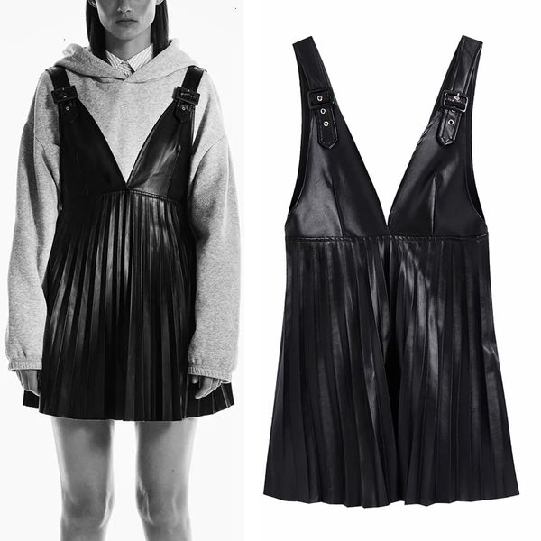 Faux 2021 New Leather Black Pleated Women Vintage Pinafore v Neck Mini Skirt Woman Adjustable Straps a Line Skirts 53wl QDOQ
Faux 2021 New Leather Black Pleated Women Vintage Pinafore v Neck Mini Skirt Woman Adjustable Straps a Line Skirts 53wl QDOQ
