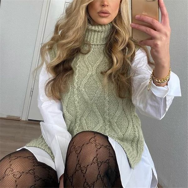 2021 new women sweater spring knitted sleeveless turtleneck vests poullover vest female jumper pull femme byyt, Black;white
2021 new women sweater spring knitted sleeveless turtleneck vests poullover vest female jumper pull femme byyt, Black;white