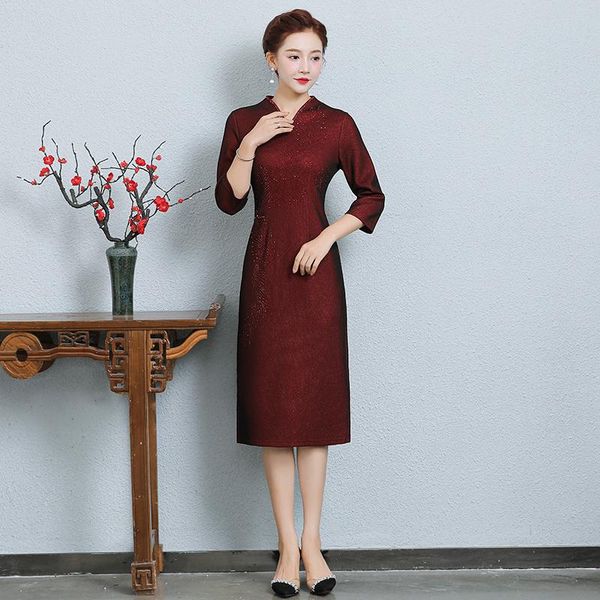 casual dresses coigarsam women dress autumn 2022 cheongsam three quarter sleeve solid zipper wine red robe vestidos, Black;gray
casual dresses coigarsam women dress autumn 2022 cheongsam three quarter sleeve solid zipper wine red robe vestidos, Black;gray