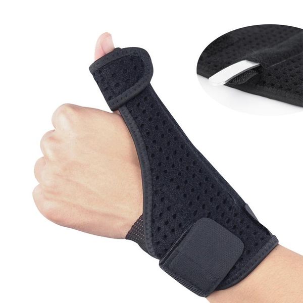 1 pcs wrist thumb hand splint support brace stabiliser arthritis glove thumbs wrist protector left right hand, Black;red