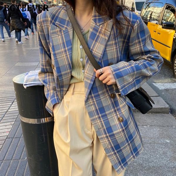 vintage loose women plaid blazer 2021 autumn chic double breasted female long sleeve suit jackets stylish ladies blazer, White;black
vintage loose women plaid blazer 2021 autumn chic double breasted female long sleeve suit jackets stylish ladies blazer, White;black