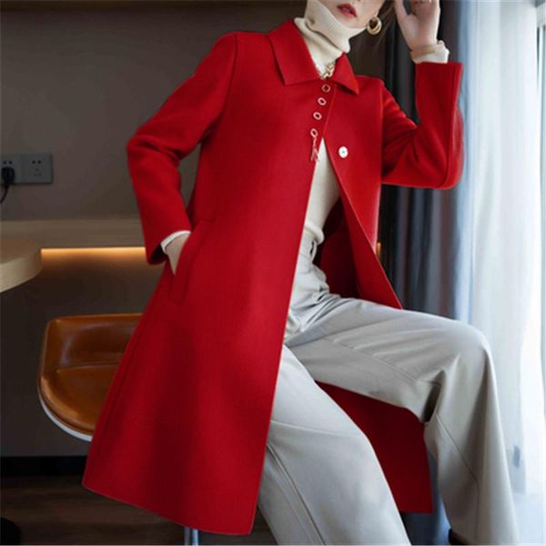 women's wool & blends product women autumn winter long jacket female red coat fashion chic warm overcoats casual solid cashmere outerwe, Black
women's wool & blends product women autumn winter long jacket female red coat fashion chic warm overcoats casual solid cashmere outerwe, Black