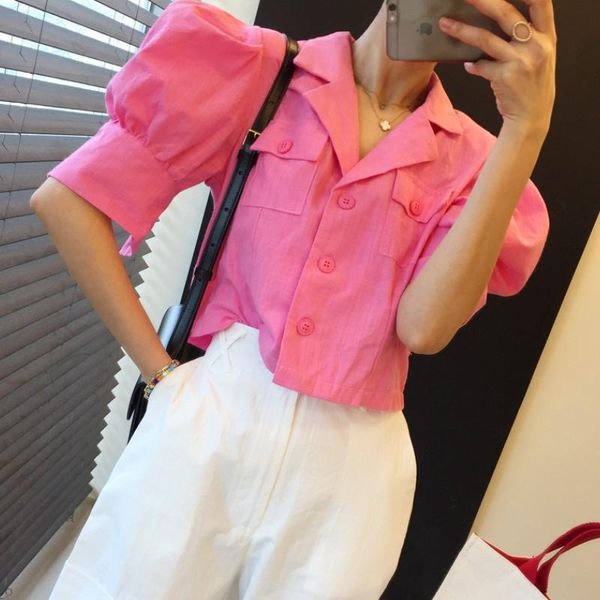 women's jackets 2021 summer puff short sleeve notched single breasted women trend coat feminino chic button casual ladies jacket, Black;brown
women's jackets 2021 summer puff short sleeve notched single breasted women trend coat feminino chic button casual ladies jacket, Black;brown