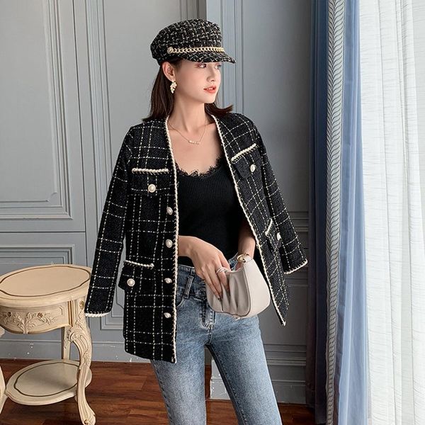 women's suits & blazers coat women autumn and winter style fashion single-breasted casual temperament commuting woolen plaid blazer, White;black
women's suits & blazers coat women autumn and winter style fashion single-breasted casual temperament commuting woolen plaid blazer, White;black