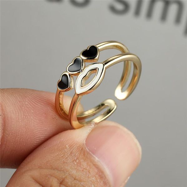 wedding rings antique black heart stone ring fashion white lips double layer opening dainty gold color for women bride gift, Slivery;golden
wedding rings antique black heart stone ring fashion white lips double layer opening dainty gold color for women bride gift, Slivery;golden