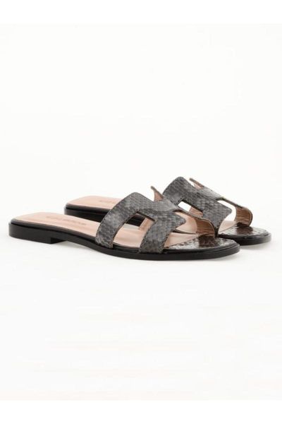slippers genuine leather nsc19y-a57301, Black