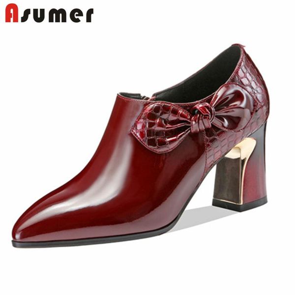 dress shoes asumer 2021 patent leather women pumps pointed toe bowknot zip spring summer single quality wedding woman, Black
dress shoes asumer 2021 patent leather women pumps pointed toe bowknot zip spring summer single quality wedding woman, Black
