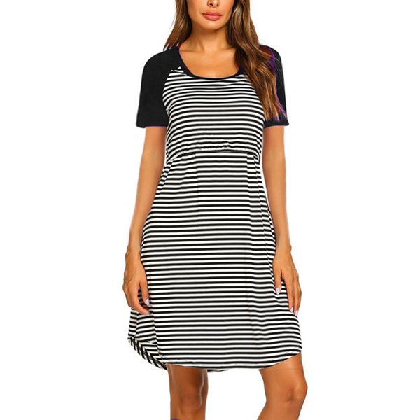 womens maternity dresses pregnant short sleeve stripe print ladies strapless dress with belt mother summer casual clothes robe, White
womens maternity dresses pregnant short sleeve stripe print ladies strapless dress with belt mother summer casual clothes robe, White