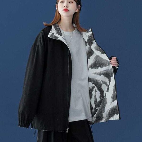 women's jackets 2021 reversible jacket ins spring and autumn loose harajuku retro zipper pocket tie-dye met windbreaker coats basic, Black;brown
women's jackets 2021 reversible jacket ins spring and autumn loose harajuku retro zipper pocket tie-dye met windbreaker coats basic, Black;brown