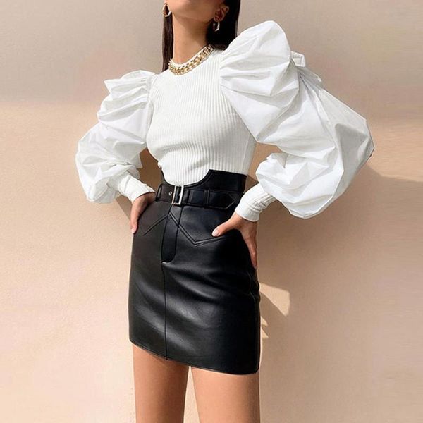 elegant puff sleeve ruffles white blouse knitting long sleeve vintage shirt women o-neck casual loose blusas mujer
elegant puff sleeve ruffles white blouse knitting long sleeve vintage shirt women o-neck casual loose blusas mujer