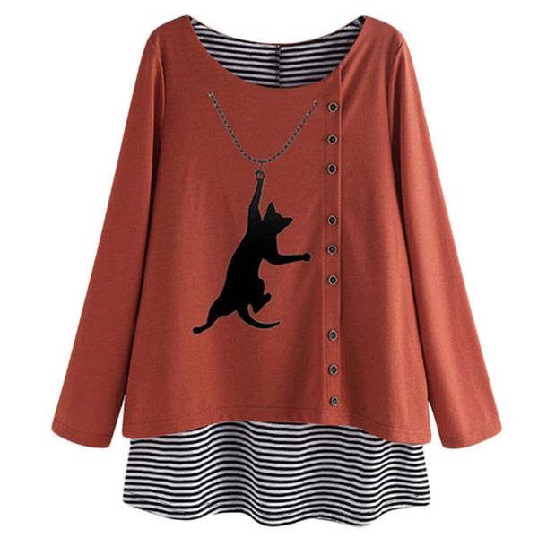 women's hoodies & sweatshirts fashion striped patchwork shirts cat cartoon print tunic spring women sweatshirt long sleeve party blous, Black
women's hoodies & sweatshirts fashion striped patchwork shirts cat cartoon print tunic spring women sweatshirt long sleeve party blous, Black