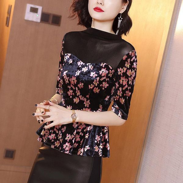 women's blouses & shirts stand-up collar mesh bottoming shirt women slim printed mid-sleeved stitching draped fashion blouse pullover s, White
women's blouses & shirts stand-up collar mesh bottoming shirt women slim printed mid-sleeved stitching draped fashion blouse pullover s, White