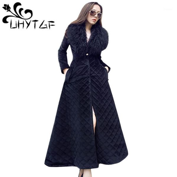 uhytgf fashion spring autumn lattice female parka big fur collar pure color slim long cotton windbreaker coat women jacket 1441, Black
uhytgf fashion spring autumn lattice female parka big fur collar pure color slim long cotton windbreaker coat women jacket 1441, Black