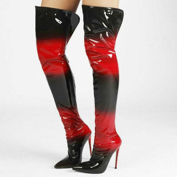 boots 2021 women over the knee patent pu leather mixed color ladies thigh thin high heel pointed toe women's, Black
boots 2021 women over the knee patent pu leather mixed color ladies thigh thin high heel pointed toe women's, Black