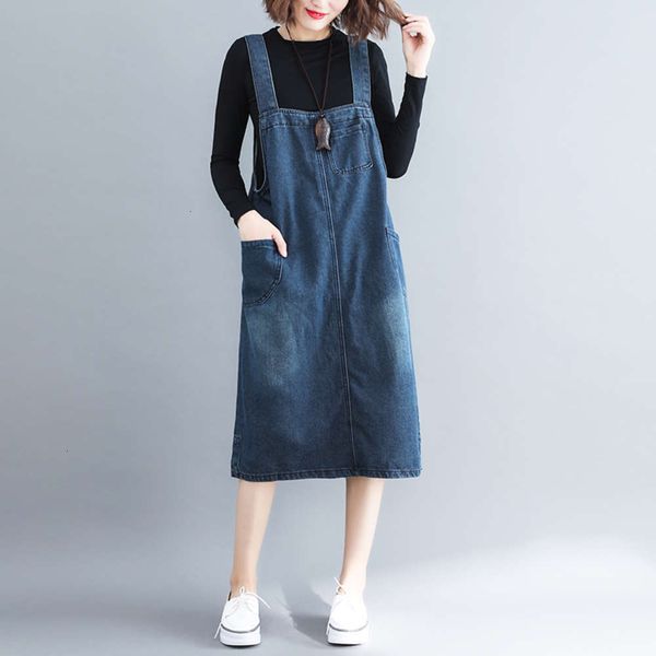 hip hop 200kg foreign style large size autumn denim skirt women's fat mm loose versatile age reducing strap dress shows thin and tibeta, Blue
hip hop 200kg foreign style large size autumn denim skirt women's fat mm loose versatile age reducing strap dress shows thin and tibeta, Blue