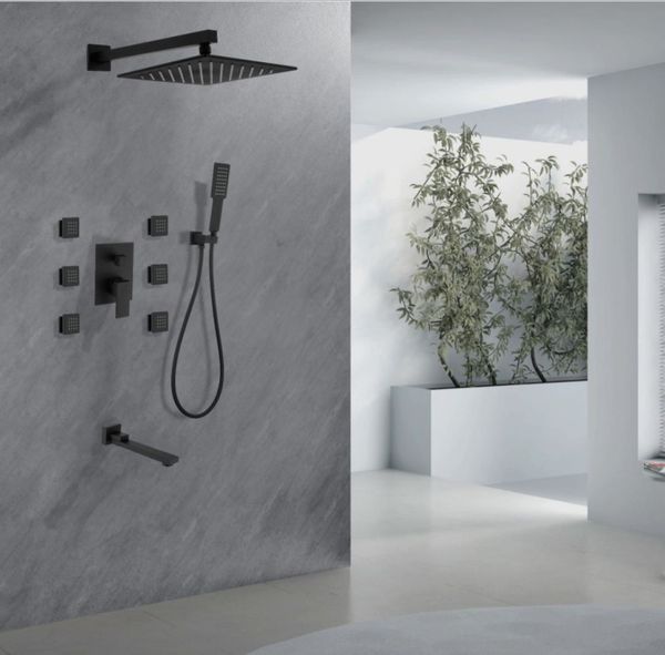 concealed rain shower set brass square big showerhead matt black panel cold mixer valve bathroom faucet
concealed rain shower set brass square big showerhead matt black panel cold mixer valve bathroom faucet