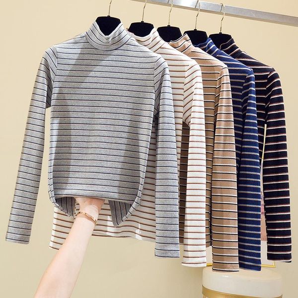 women's t-shirt long sleeve t shirt women 2021 autumn winter tshirt warm vintage turtleneck solid color stripe, White
women's t-shirt long sleeve t shirt women 2021 autumn winter tshirt warm vintage turtleneck solid color stripe, White