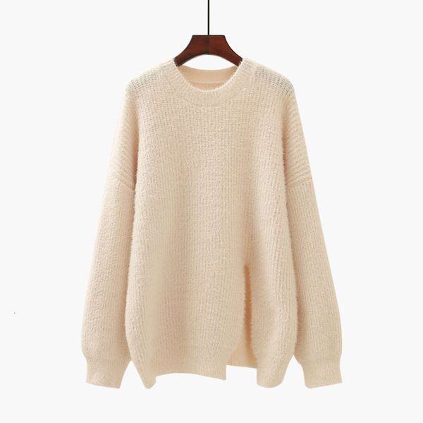 mink like for women's extra heavy autumn winter wear 2020 new korean loose and versatile split sweater, White;black
mink like for women's extra heavy autumn winter wear 2020 new korean loose and versatile split sweater, White;black