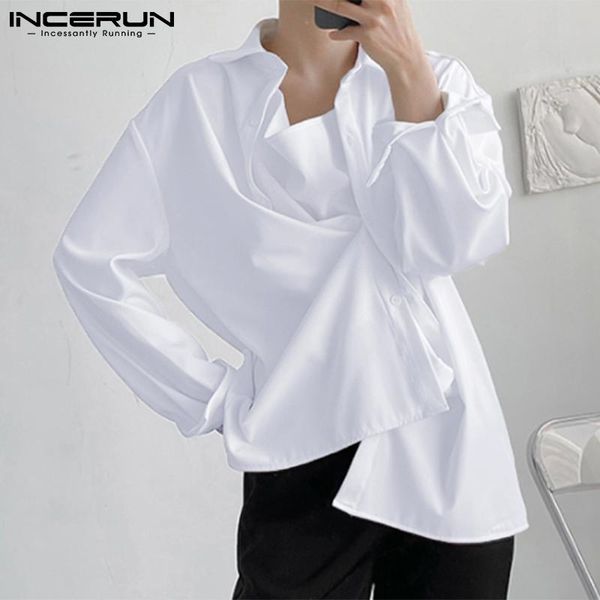 men's casual shirts 2021 men shirt fake two pieces solid color lapel long sleeve korean fashion clothing loose streetwear camisas incer, White;black
men's casual shirts 2021 men shirt fake two pieces solid color lapel long sleeve korean fashion clothing loose streetwear camisas incer, White;black