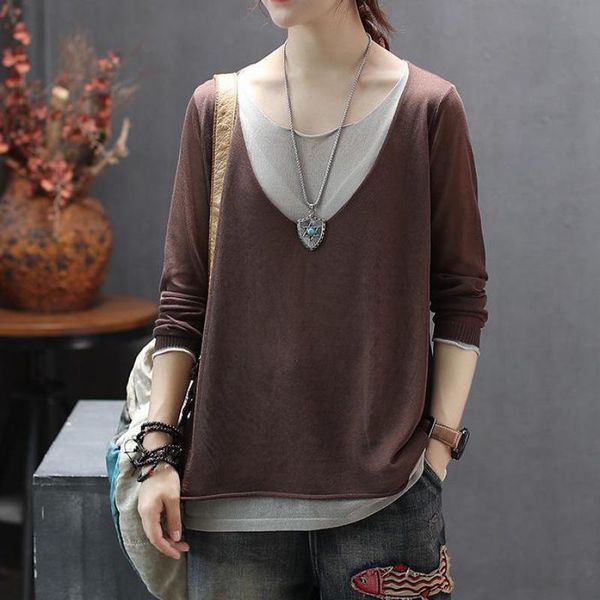 clothes johnature shirt 2021 new autumn casual o-neck seven colors full sleeve fake two pieces women t md0e, White
clothes johnature shirt 2021 new autumn casual o-neck seven colors full sleeve fake two pieces women t md0e, White
