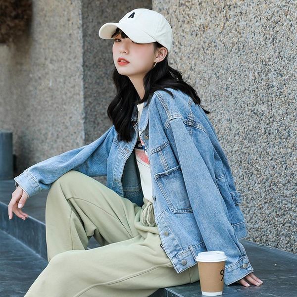 new autumn winter jean woman jackets 2021 korean fashion clothing long sleeve denim coats female loose cotton blue bomber jacket, Black;brown
new autumn winter jean woman jackets 2021 korean fashion clothing long sleeve denim coats female loose cotton blue bomber jacket, Black;brown