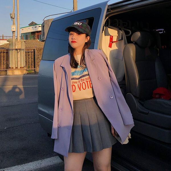 spring oversized double-breasted blazer women turn-down collar purpel suit jacket outwear with pocket solid casual coat, White;black
spring oversized double-breasted blazer women turn-down collar purpel suit jacket outwear with pocket solid casual coat, White;black