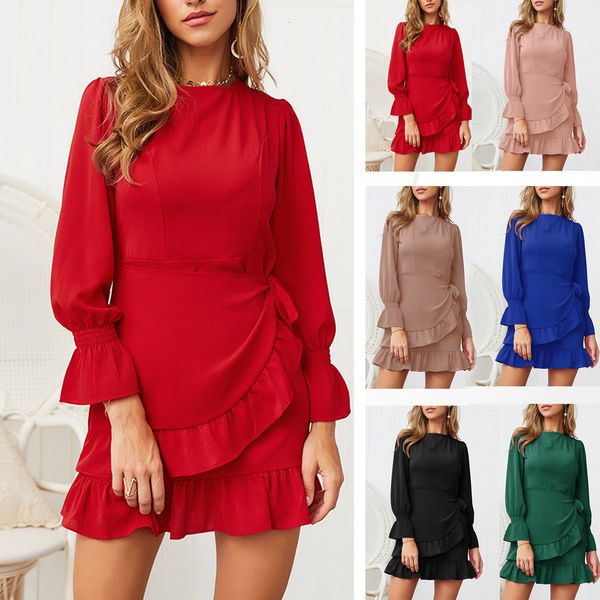 2021 new magiray long sleeve mini women wrap belt bow tie elegant ruffle chiffon spring autumn red robe femme c317 x2xv, Black;gray
2021 new magiray long sleeve mini women wrap belt bow tie elegant ruffle chiffon spring autumn red robe femme c317 x2xv, Black;gray
