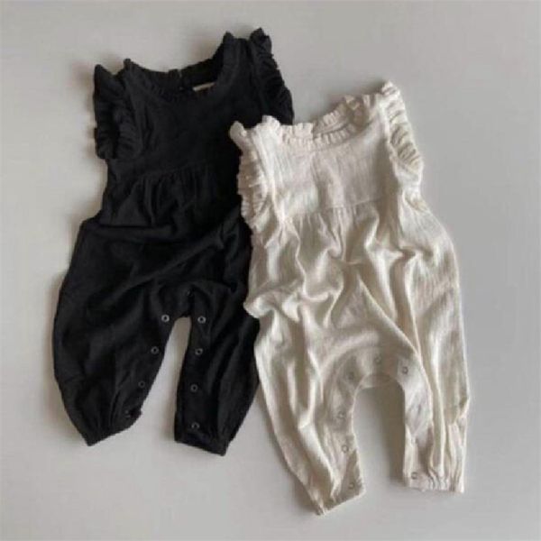 summer baby cotton romper with flying sleeves and lace overallstoddler girls jumpsuits clothes 210702, Blue
summer baby cotton romper with flying sleeves and lace overallstoddler girls jumpsuits clothes 210702, Blue