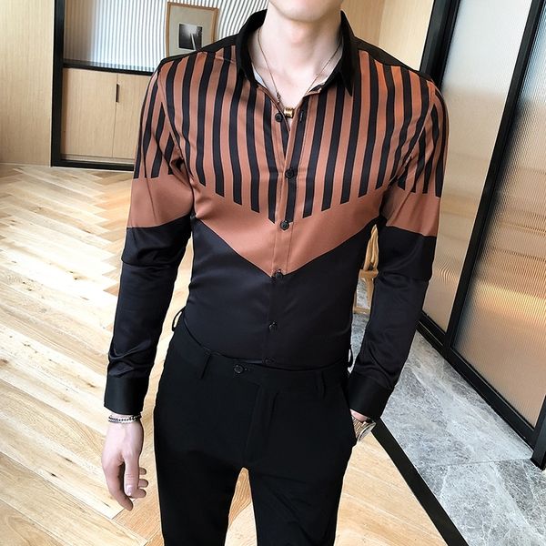 Estilo Britnico New Moda Retalhos Cor Manga Longa Listrado Camisas Para Roupas Masculinas Simples Fino Ajuste Escritrio Blu CYRY, Black;brown
Estilo Britnico New Moda Retalhos Cor Manga Longa Listrado Camisas Para Roupas Masculinas Simples Fino Ajuste Escritrio Blu CYRY, Black;brown