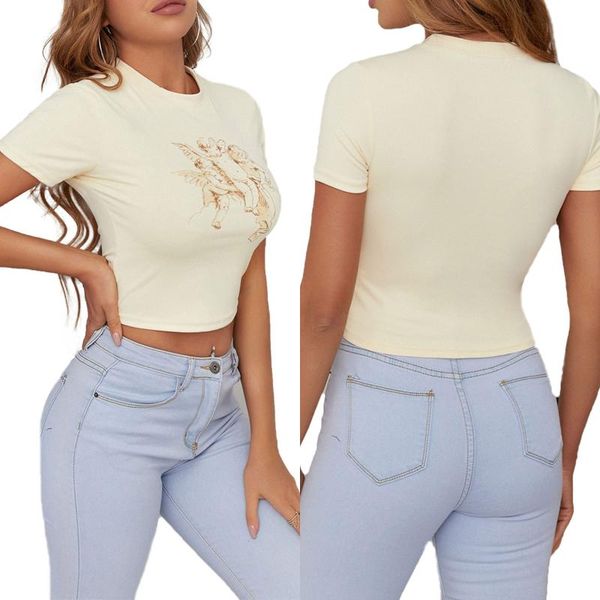 women's t-shirt women fashion casual slim crop spring pullover bodycon summer adults cartoon print short sleeve round neck, White
women's t-shirt women fashion casual slim crop spring pullover bodycon summer adults cartoon print short sleeve round neck, White