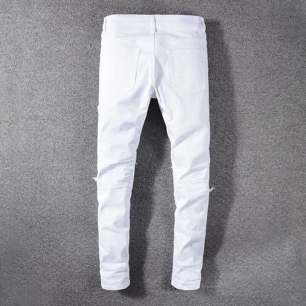 streetwear white fashion color slim fit destroyed ripped men patchwork designer elastic hip hop jeans by1a, Blue
streetwear white fashion color slim fit destroyed ripped men patchwork designer elastic hip hop jeans by1a, Blue