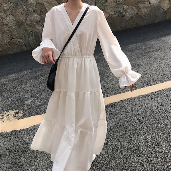 female 2021 new temperament is thin waist sleeve white long skirt spring girlfriend bo2z, Black;gray
female 2021 new temperament is thin waist sleeve white long skirt spring girlfriend bo2z, Black;gray