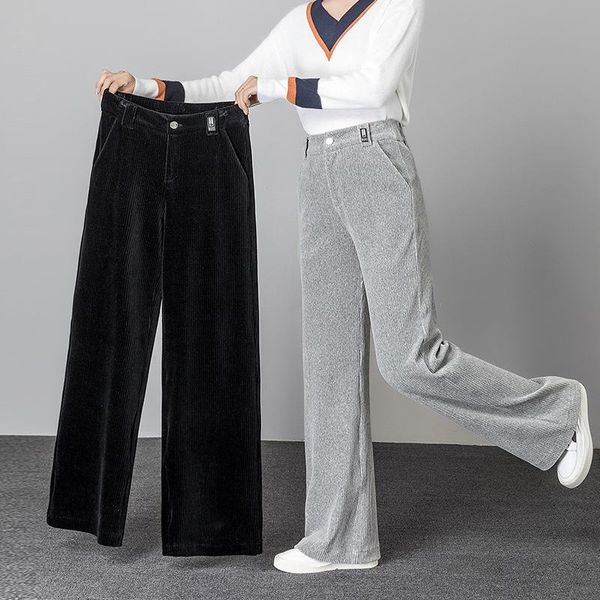 women's pants & capris 2021 autumn and winter gold velvet wide leg high waist loose casual, Black;white
women's pants & capris 2021 autumn and winter gold velvet wide leg high waist loose casual, Black;white