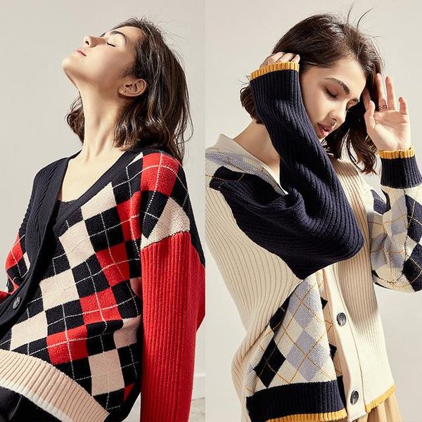women's knits & tees knit cardigan sweater women 2021 autumn winter plaid knitwear long sleeve knitted ladies coat jacket female outwea, White
women's knits & tees knit cardigan sweater women 2021 autumn winter plaid knitwear long sleeve knitted ladies coat jacket female outwea, White