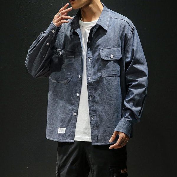 men's casual shirts 2021 arrival denim loose long sleeve shirt street fashion student turn-down collar coat, White;black
men's casual shirts 2021 arrival denim loose long sleeve shirt street fashion student turn-down collar coat, White;black