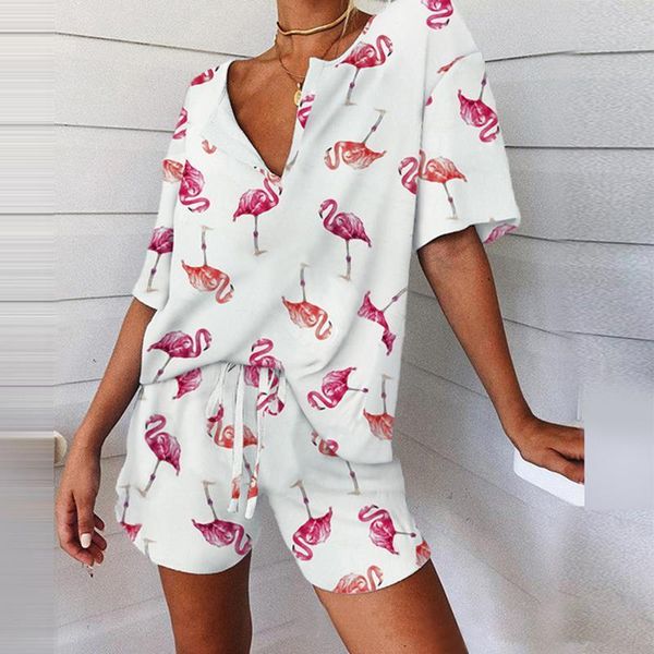 women short sleeve avocado flamingo print v-neck tracksuit short sleeve drawstring pajamas set casual two piece set, Black;red
women short sleeve avocado flamingo print v-neck tracksuit short sleeve drawstring pajamas set casual two piece set, Black;red